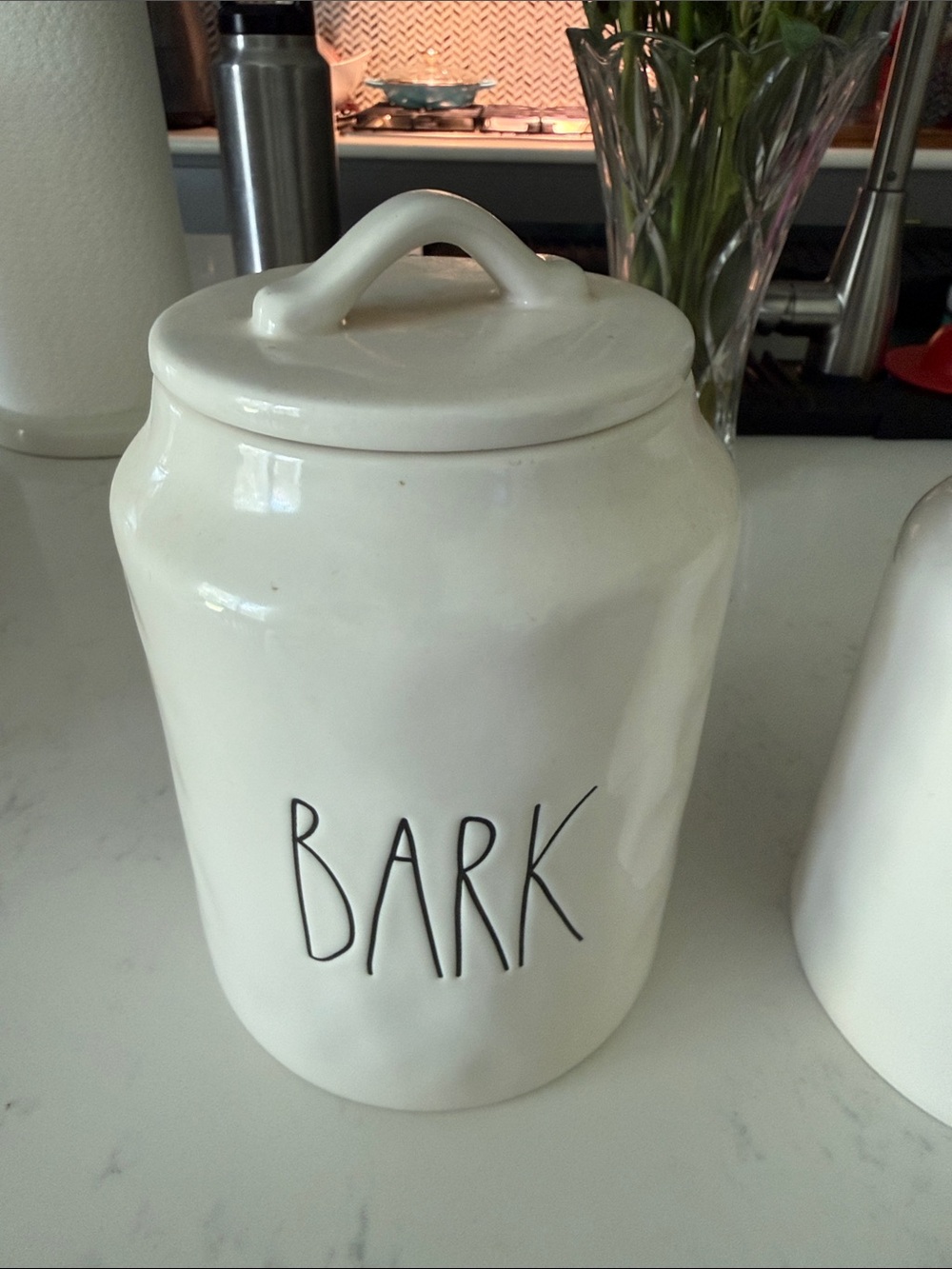 Rae Dunn White "BARK" Ceramic Treat Jar